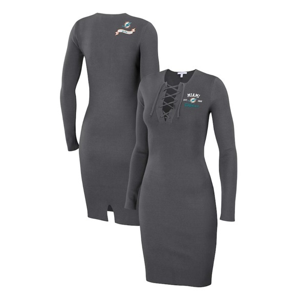 Wear By Erin Andrews Dresses & Skirts - Women's Small WEAR by Erin Andrews Miami Dolphins Lace Up Long Sleeve Dress